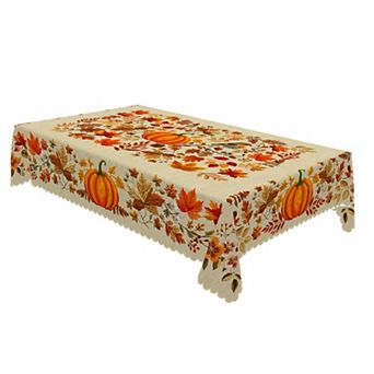 Autumn Pumpkin Print Tablecloth, Fall Tablecloth, Washable Reusable Tablecloth Cover