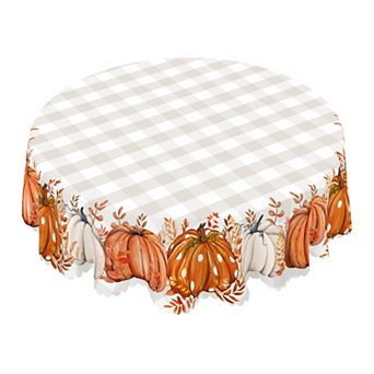 Autumn Pumpkin Print Tablecloth, Fall Tablecloth, Washable Reusable Tablecloth Cover