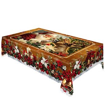 Christmas Print Tablecloth,Santa Claus Tablecloth,Polyester Table Cover,Durable And Washable