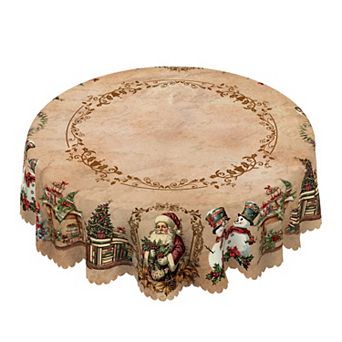 Christmas Print Tablecloth,Santa Claus Tablecloth,Polyester Table Cover,Durable And Washable