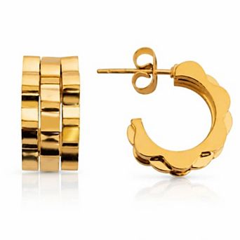Jewels by Sunaina Hana Mini Hoop Earrings for Women, 18K Gold Plated Stainless Steel