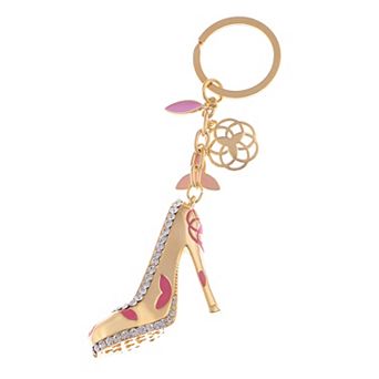 Women's Bold Faux Pearl Accented Clip Key Chain with Fine Metalwork