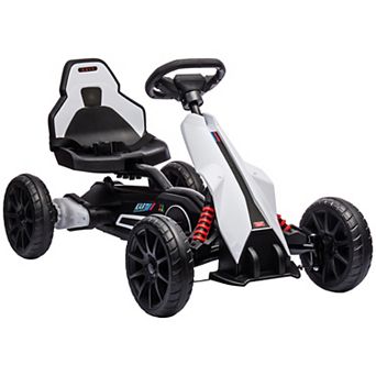 12V Electric Go Kart for Kids, with Adjustable Seat, Swing Axle, Handbrake, 4 Non-Slip EVA Wheels