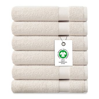 Delara Organic Cotton Luxuriously Plush Washcloths Pack of 6 GOTS and Oeko-TEX Certified 650 GSM