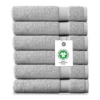 Delara Organic Cotton Luxuriously Plush Washcloths Pack of 6 GOTS and Oeko-TEX Certified 650 GSM