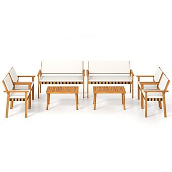 4 pc Patio Set with Coffee Table for Backyard, White