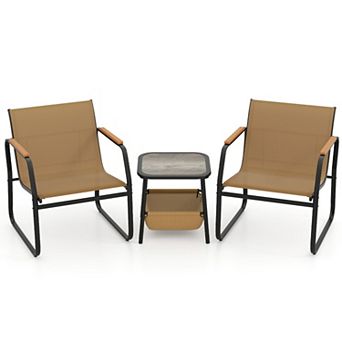 3 pc Outdoor Bistro Conversation Set, Brown