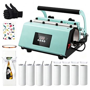 Tumbler Heat Press Machine, Mug Cup Press with 8 pc Blank Tumblers, Heat Transfer Paper Gloves Tape