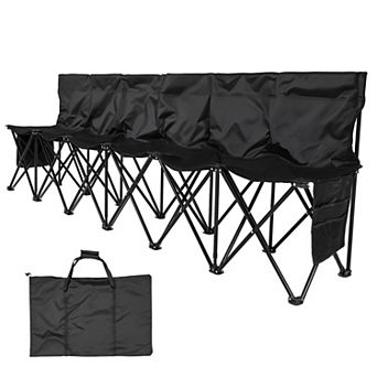 Portable Folding Bench, 6 Seat Soccer Bench with Pockets & Carrying Bag for Football Baseball