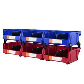 YIORTWO 6 Pack PP Plastic Hanging Stackable Storage Bins with Dividers for Garage Office Pantry