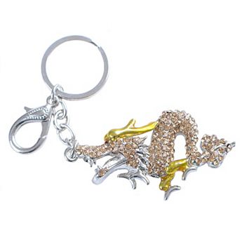 Women's Ornate Mixed Material Clip Key Chain with Decorative Detailing