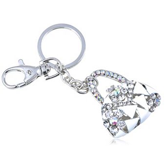 Women's Sophisticated Mixed Material Clip Key Chain with Decorative Detailing
