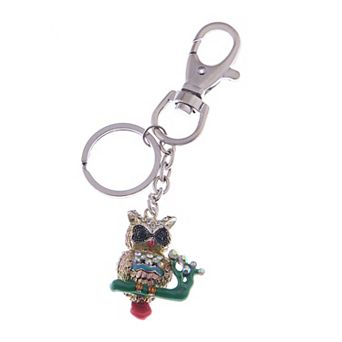 Women's Chic Mixed Material Clip Key Chain with Decorative Detailing