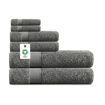 Delara Organic Cotton Plush Towels GOTS and Oeko-TEX Certified Soft Quick Dry Towel Set 6 pc
