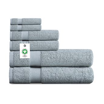 Delara Organic Cotton Plush Towels GOTS and Oeko-TEX Certified Soft Quick Dry Towel Set 6 pc