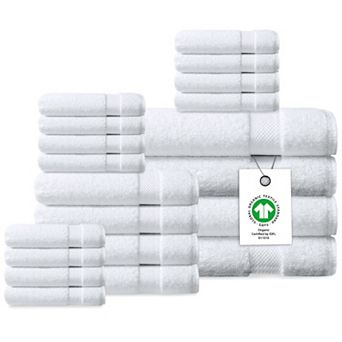 Delara Organic Cotton Plush Towels GOTS and Oeko-TEX Certified Soft Quick Dry Towel Set 20 pc