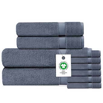 Delara Organic Cotton Plush Towels GOTS and Oeko-TEX Certified Soft Quick Dry Towel Set 10 pc