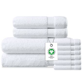 Delara Organic Cotton Plush Towels GOTS and Oeko-TEX Certified Soft Quick Dry Towel Set 10 pc