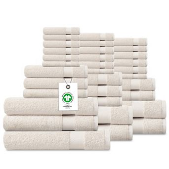Delara Organic Cotton Plush Towels GOTS and Oeko-TEX Certified Soft Quick Dry Towel Set 33 pc