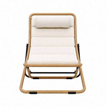 WOW PIONEER Outdoor Folding Chair Set with Adjustable Backrest and Thick Cushions