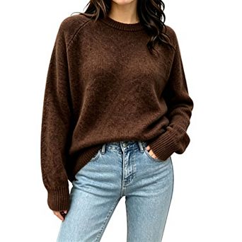 Women Crew Neck Sweater Long Sleeve Casual Pullover