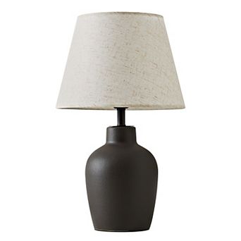 Lanmate 11.8"x19.4" Ceramic Table Lamp with Linen Shade - No Assembly Required, Modern Decor
