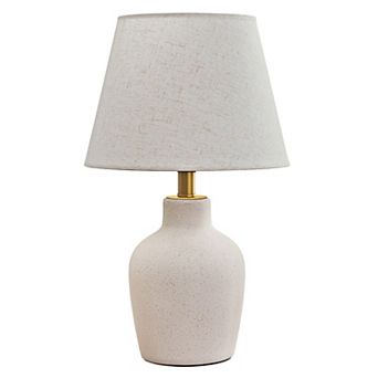 Lanmate 11.8"x19.4" Ceramic Table Lamp with Linen Shade - No Assembly Required, Modern Decor