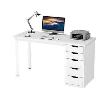 YIORTWO Computer Desk with 5 Drawers Modern Writing Study Table