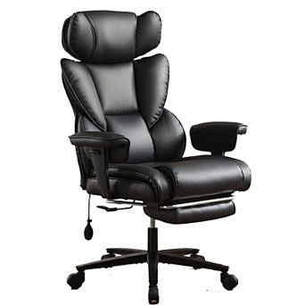 Black Office Chair with Foot Rest and Waist Lumber Support Adjustable Height Headrest