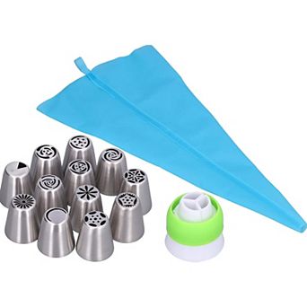 Stainless Steel Frosting Tips Reusable Cake Decorating Kit with 12 Flower Frosting Nozzles