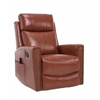 GOODSILO Genuine Leather Massage Recliner Chair with Heat & Rocker Function for Living Room
