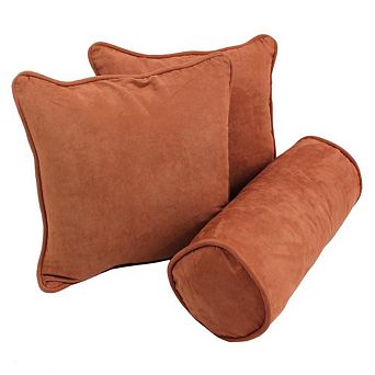 Blazing Needles Double-Corded Solid Microsuede Throw Pillows with Inserts (Set of 3)