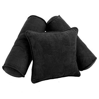 Blazing Needles Double-Corded Solid Microsuede Throw Pillows with Inserts (Set of 3)