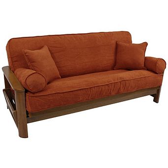 Blazing Needles Solid Microsuede Double Corded 8-9-inch Full Futon Cover Set with Four Throw Pillows