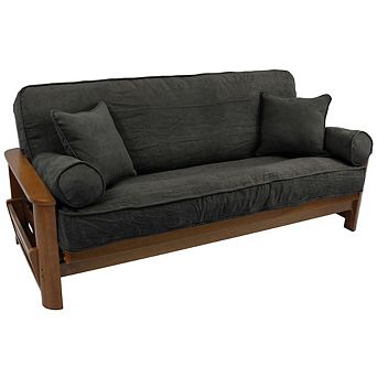 Blazing Needles Solid Microsuede Double Corded 8-9-inch Full Futon Cover Set with Four Throw Pillows