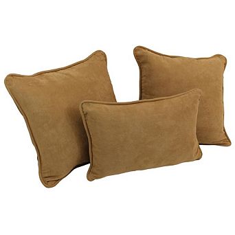 Blazing Needles Double-Corded Solid Microsuede Throw Pillows with Inserts (Set of 3)