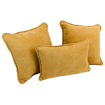Blazing Needles Double-Corded Solid Microsuede Throw Pillows with Inserts (Set of 3)