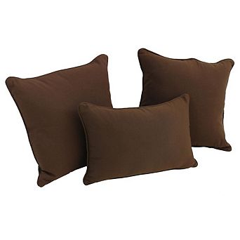Blazing Needles Double-Corded Solid Twill Throw Pillows with Inserts (Set of 3)