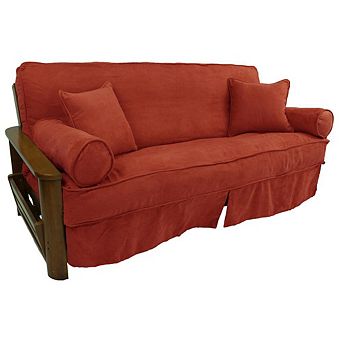 Blazing Needles Solid Microsuede Dbl-Corded 8-9-inch Full Futon Slipcover Set, Two 18-inch Pillows