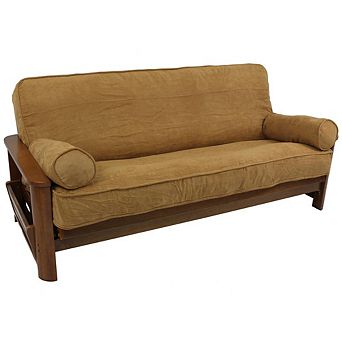Blazing Needles Solid Microsuede Dbl-Corded 8-9-inch Full Futon Cover Set w/Two 20x8-inch Bolsters