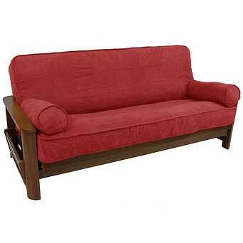 Blazing Needles Solid Microsuede Dbl-Corded 8-9-inch Full Futon Cover Set w/Two 20x8-inch Bolsters