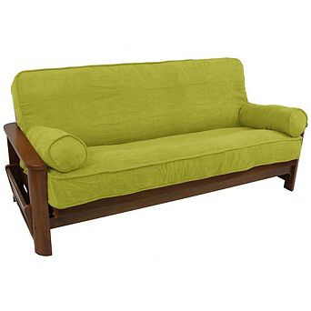 Blazing Needles Solid Microsuede Dbl-Corded 8-9-inch Full Futon Cover Set w/Two 20x8-inch Bolsters