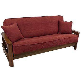 Blazing Needles Solid Microsuede Double Corded 8-9-inch Full Futon Cover Set, Two 18-inch Pillows