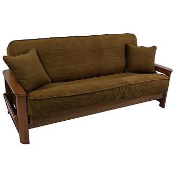 Blazing Needles Solid Microsuede Double Corded 8-9-inch Full Futon Cover Set, Two 18-inch Pillows