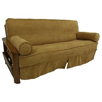 Blazing Needles Solid Microsuede Dbl-Corded 8-9-inch Full Futon Slipcover Set w/Two Bolster Pillows