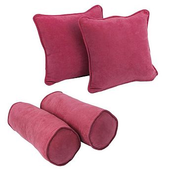 Blazing Needles Double-Corded Solid Microsuede Throw Pillows with Inserts (Set of 4)