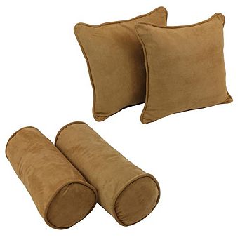 Blazing Needles Double-Corded Solid Microsuede Throw Pillows with Inserts (Set of 4)