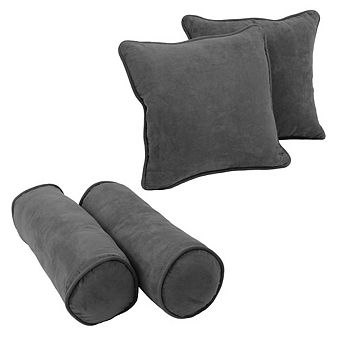 Blazing Needles Double-Corded Solid Microsuede Throw Pillows with Inserts (Set of 4)