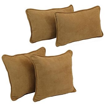 Blazing Needles Double-Corded Solid Microsuede Throw Pillows with Inserts (Set of 4)