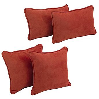 Blazing Needles Double-Corded Solid Microsuede Throw Pillows with Inserts (Set of 4)
